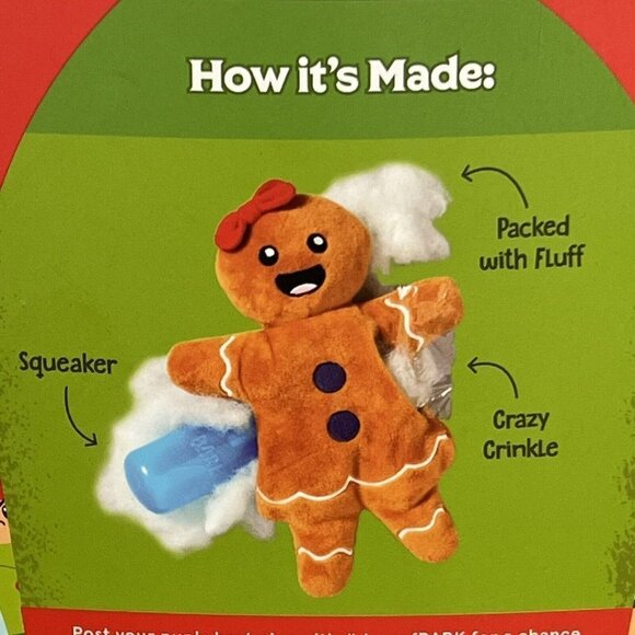 BARK Gnawty or Nice Gingerbroad Gingerbread Girl Christmas Dog Toy New Barkbox - Picture 5 of 10